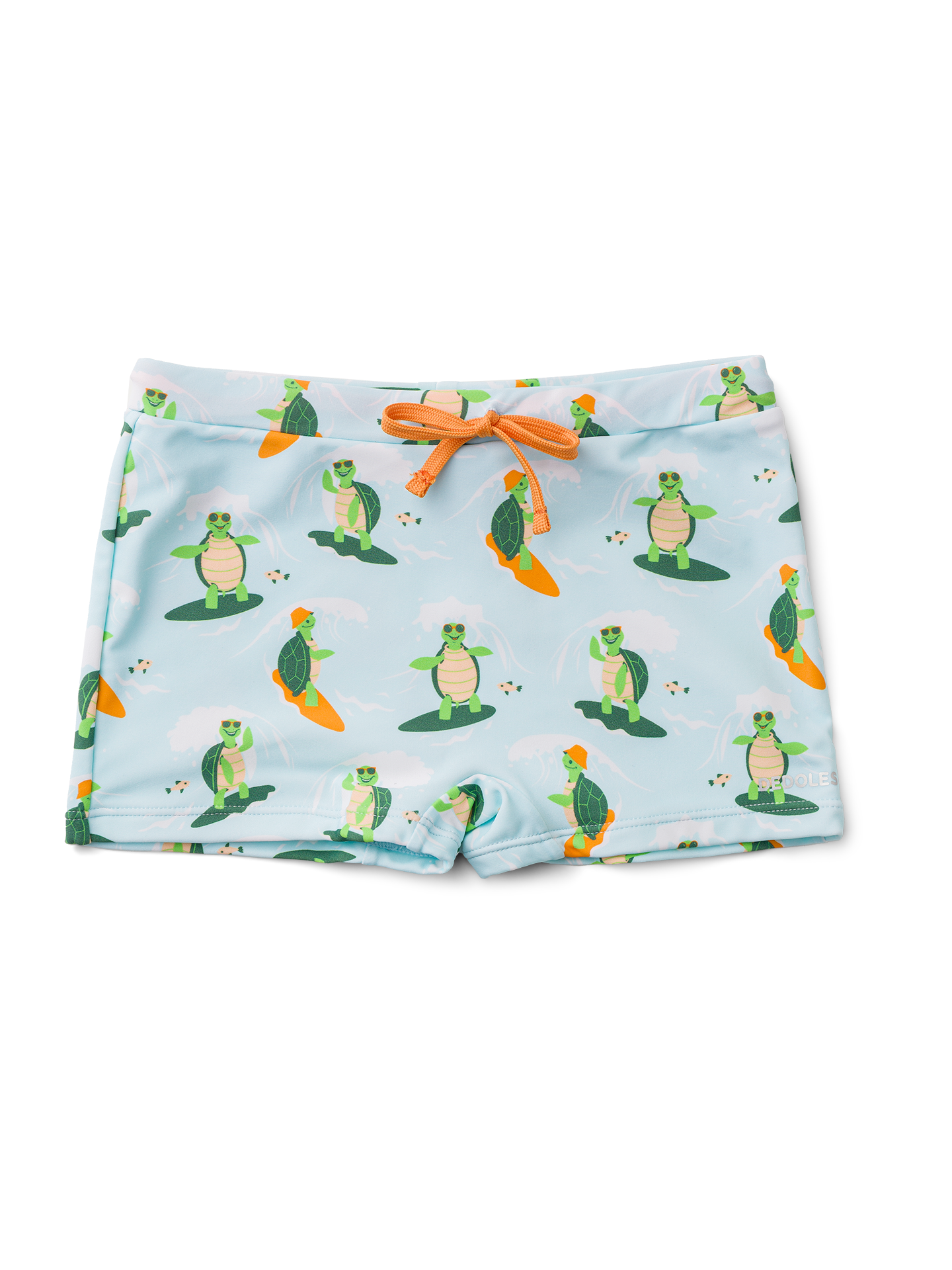 Kids' Elastic Swim Shorts Turtle the Surfer