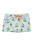 Kids' Elastic Swim Shorts Turtle the Surfer