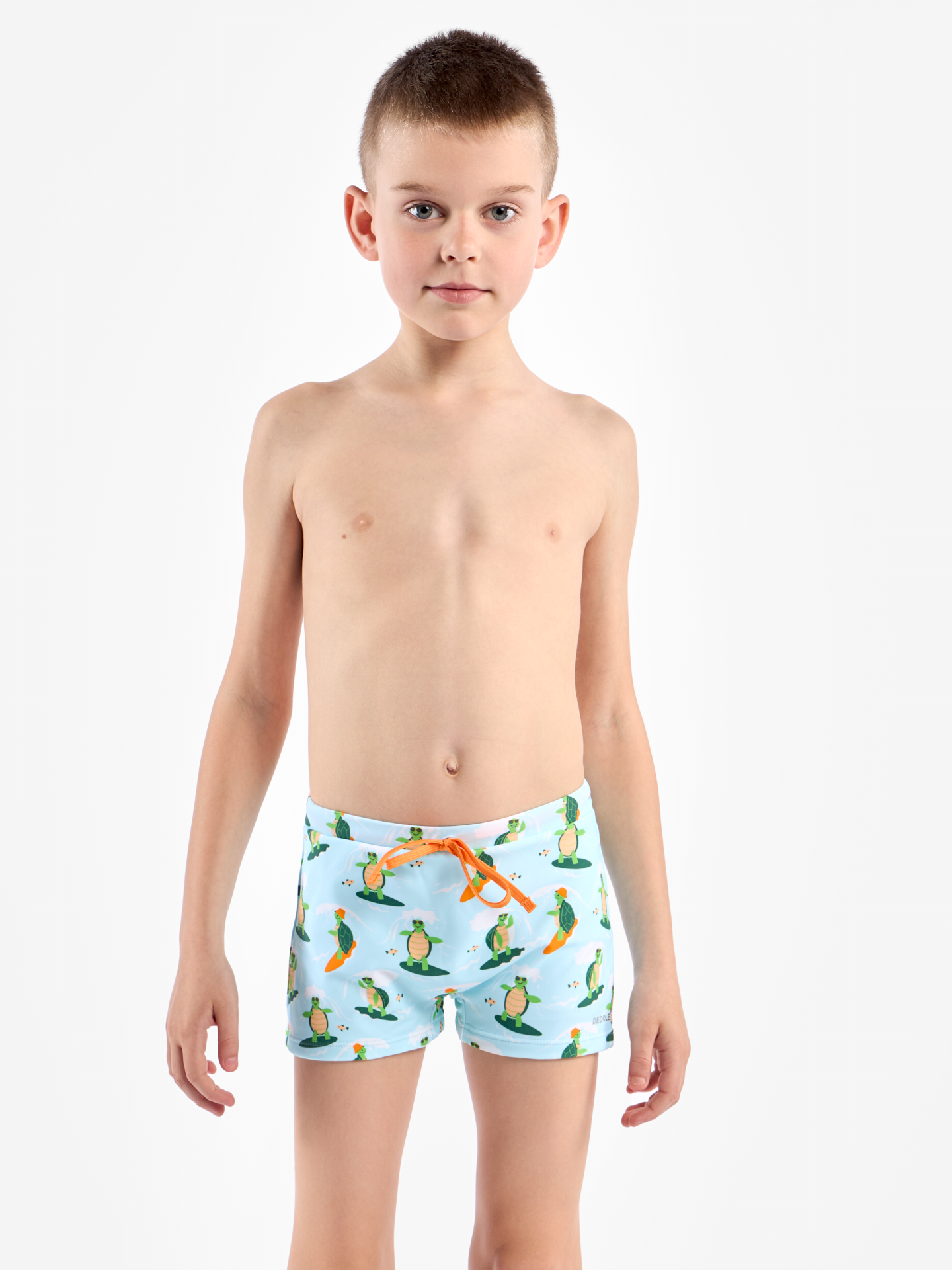 Kids' Elastic Swim Shorts Turtle the Surfer