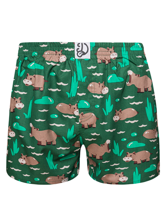 Men's Boxer Shorts Swimming Hippo