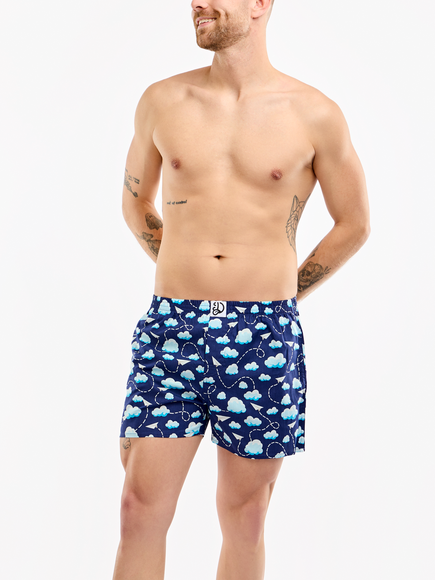 Men's Boxer Shorts Paper Planes & Clouds