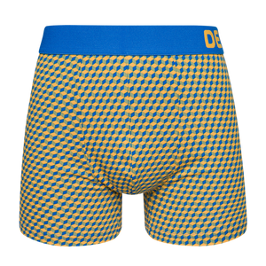 Blue & Yellow Men's Patterned Trunks