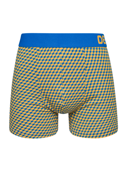 Blue & Yellow Men's Patterned Trunks