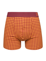 Burgundy & Yellow Men's Patterned Trunks