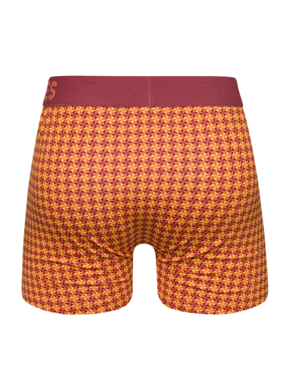 Burgundy & Yellow Men's Patterned Trunks