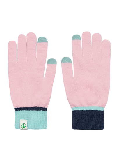 Light Pink & Blue Knitted Gloves