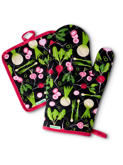 Kitchen Glove & Pot Holder Set Spring Vegetables