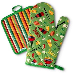 Kitchen Glove & Pot Holder Set Barbecue Season