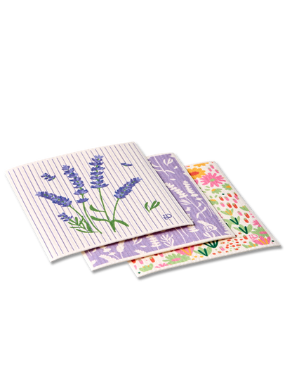 Kitchen Sponge Cloth 3-Pack Lavender Garden