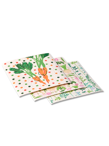 Kitchen Sponge Cloth 3-Pack Spring Vegetables