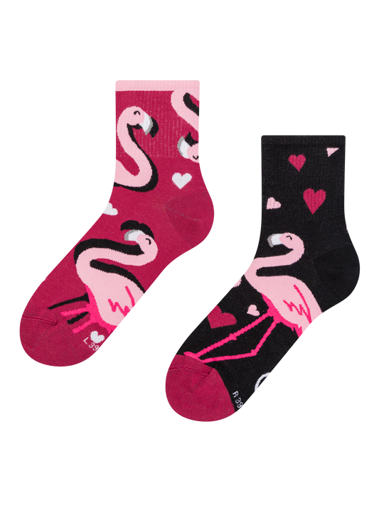 Crew Socks Flamingos & Hearts