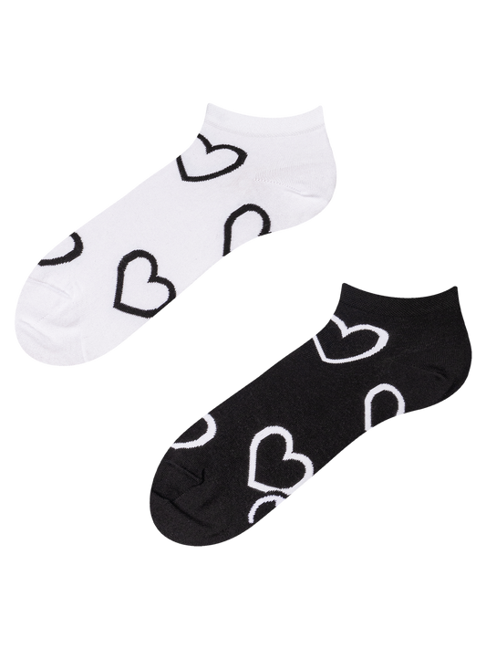 Ankle Socks Black & White Hearts