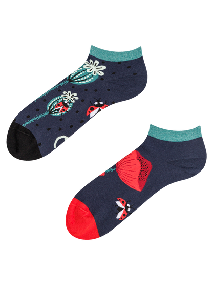 Ankle Socks Ladybugs & Poppy Flowers