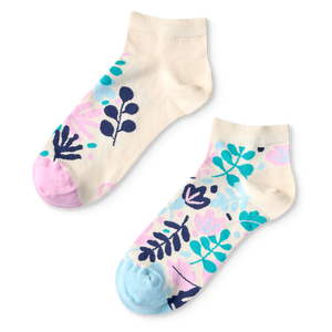 Ankle Socks Turquoise Leaves