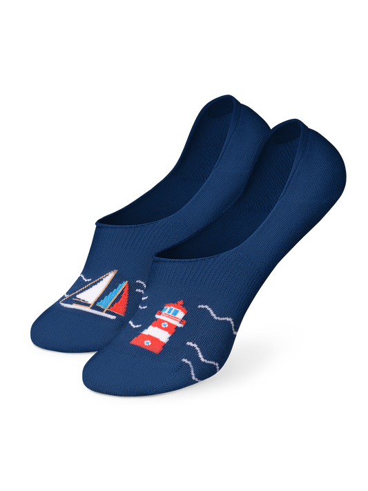 No Show Socks Lighthouse & Sailboats