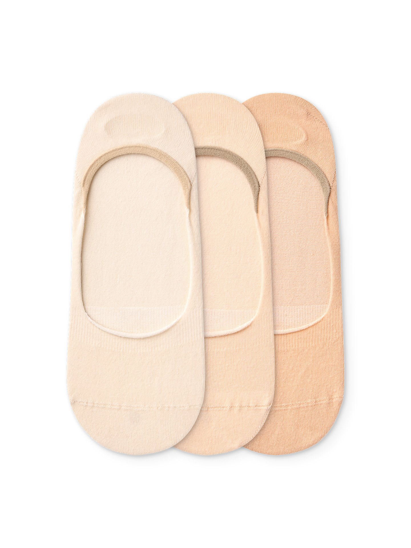 Beige Classic Cotton No Show Socks 3-pack