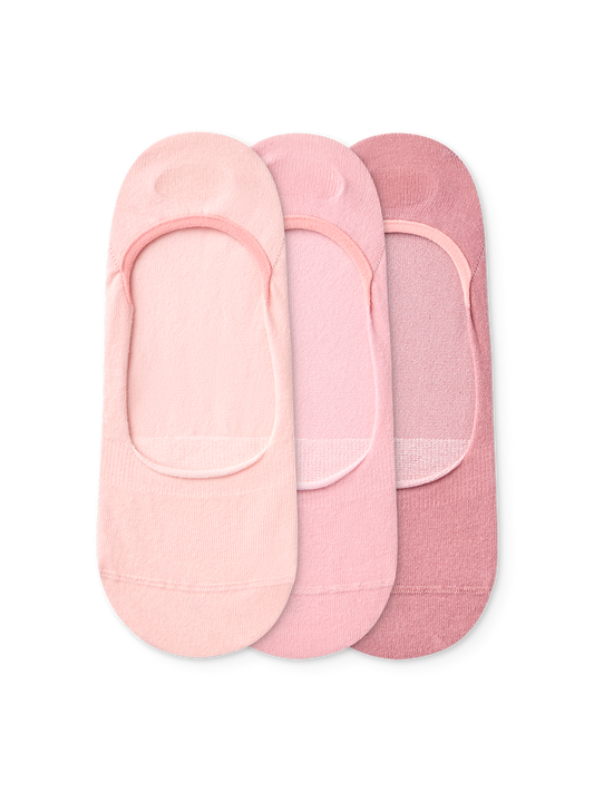 Powder Pink Cotton No Show Socks 3-pack