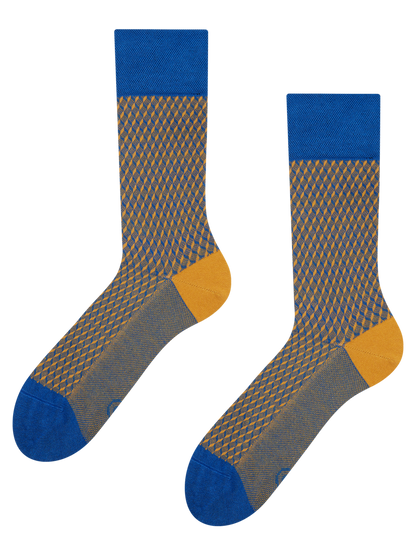 Blue & Yellow Pattern Socks