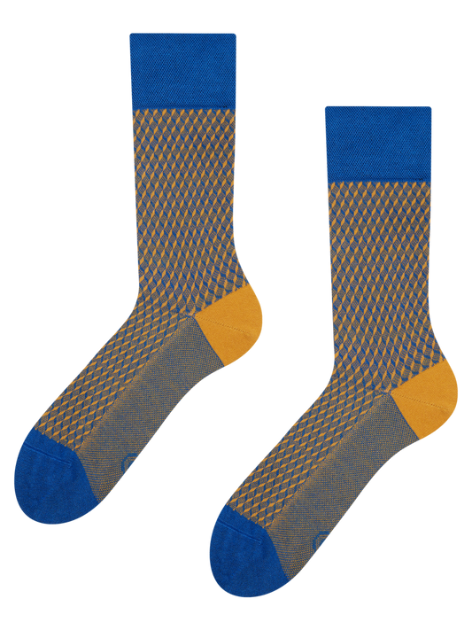 Blue & Yellow Pattern Socks