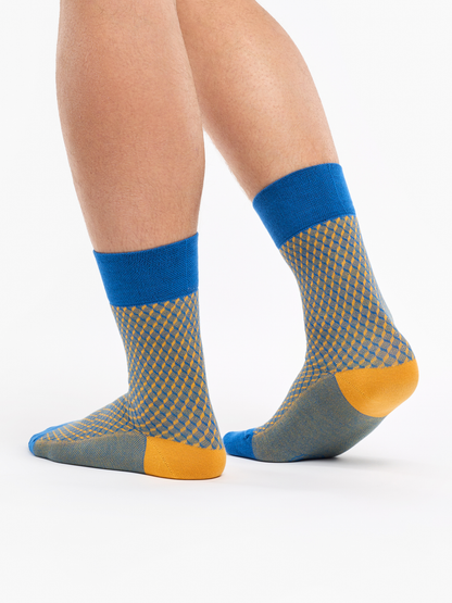 Blue & Yellow Pattern Socks