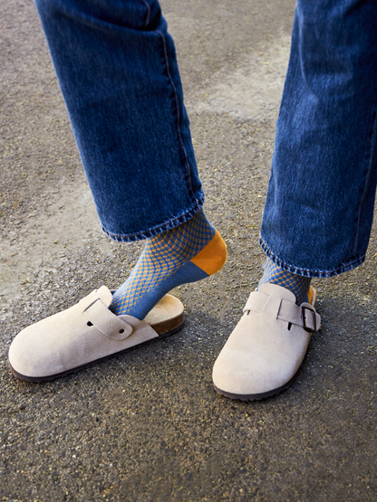 Blue & Yellow Pattern Socks