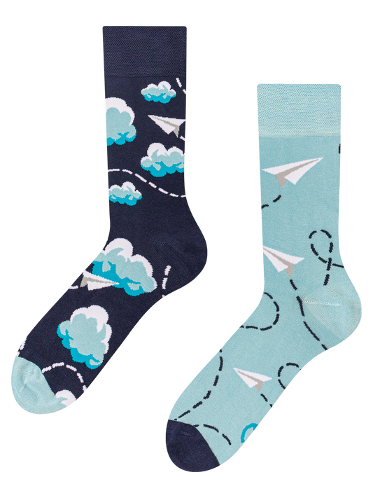 Bamboo Regular Socks Paper Planes & Clouds