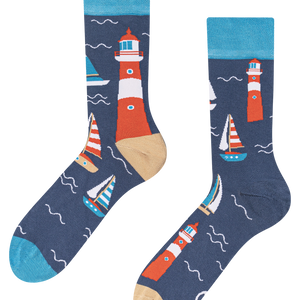 Bamboo Regular Socks Lighthouse & Sailboats