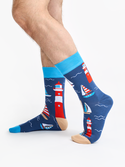 Bamboo Regular Socks Lighthouse & Sailboats