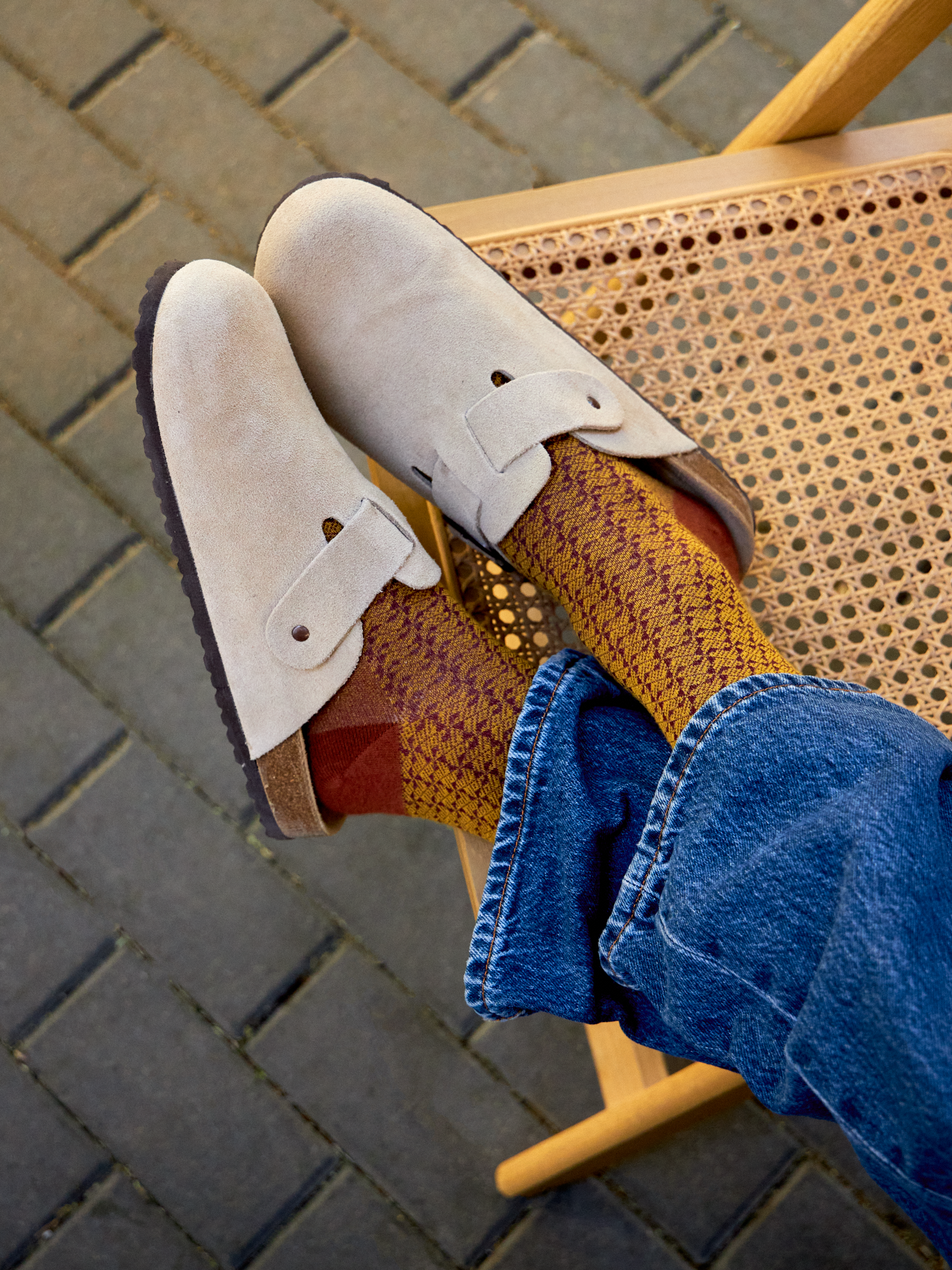 Burgundy & Yellow Pattern Socks