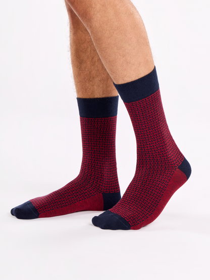 Blue & Red Pattern Socks