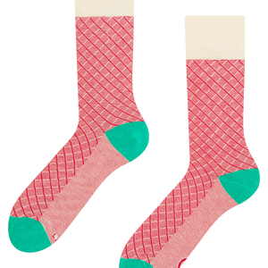 Turquoise & Red Pattern Socks