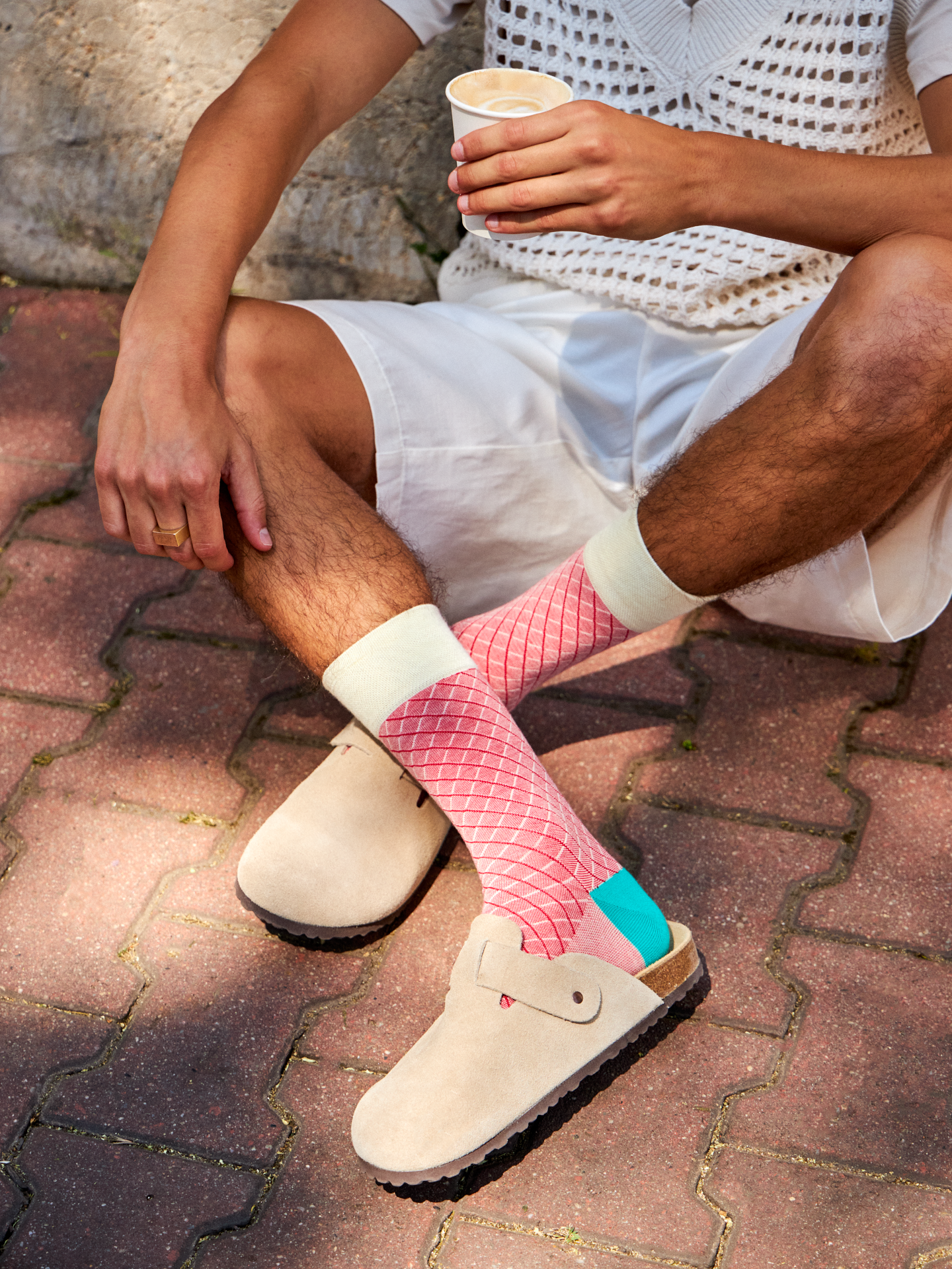 Turquoise & Red Pattern Socks