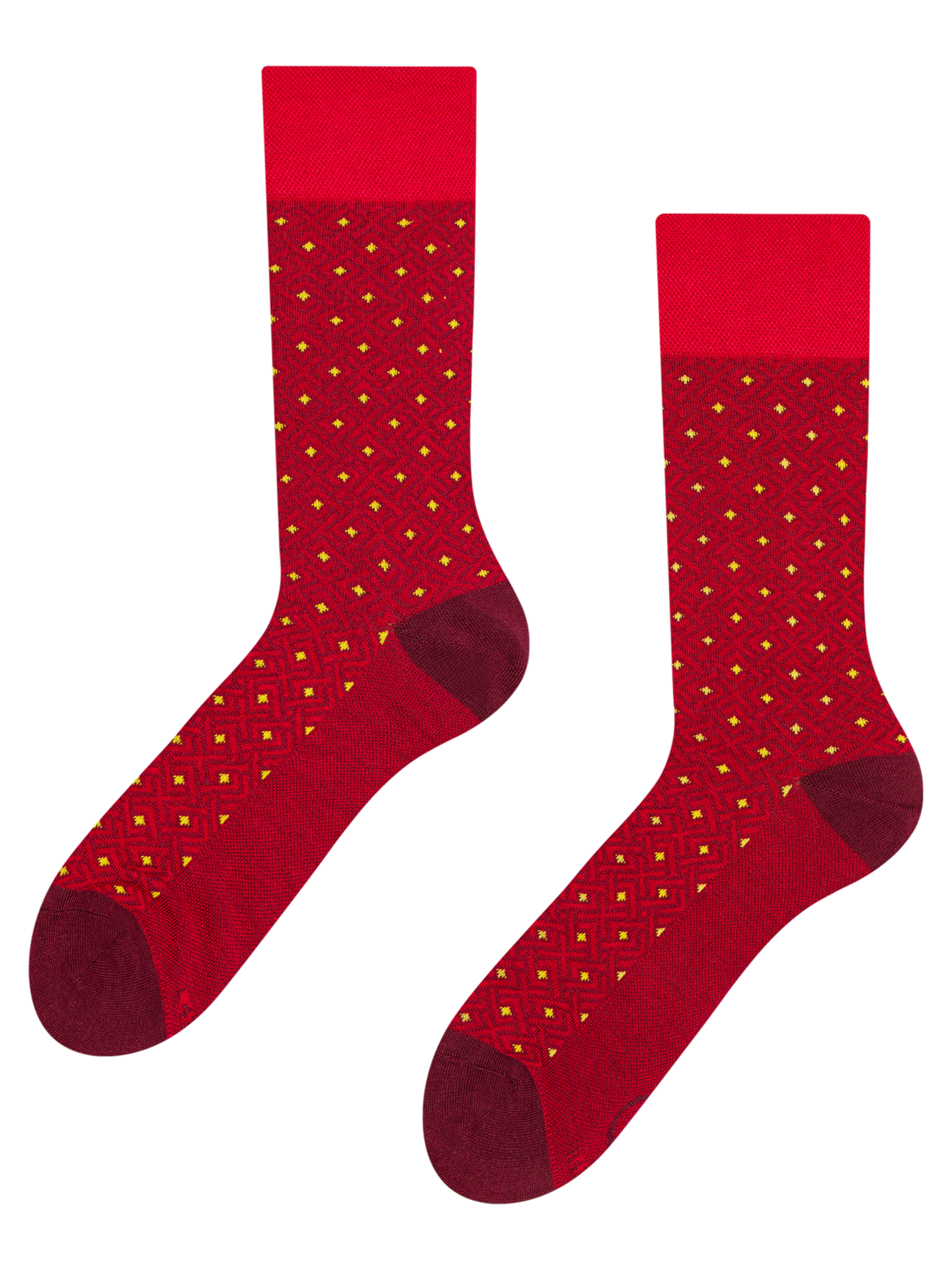 Dark Red & Yellow Pattern Socks