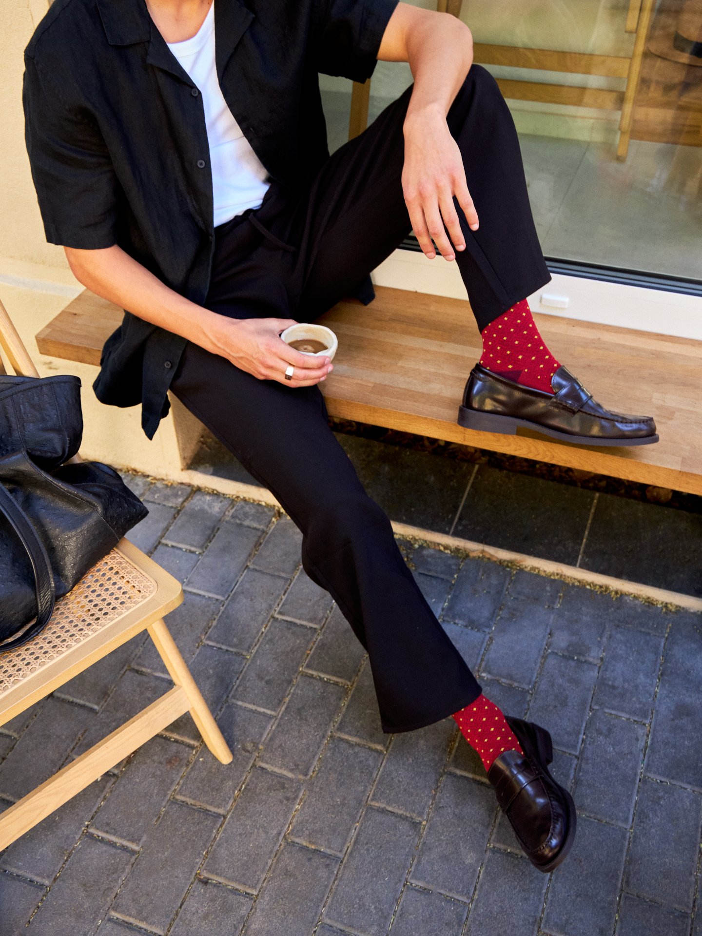 Dark Red & Yellow Pattern Socks