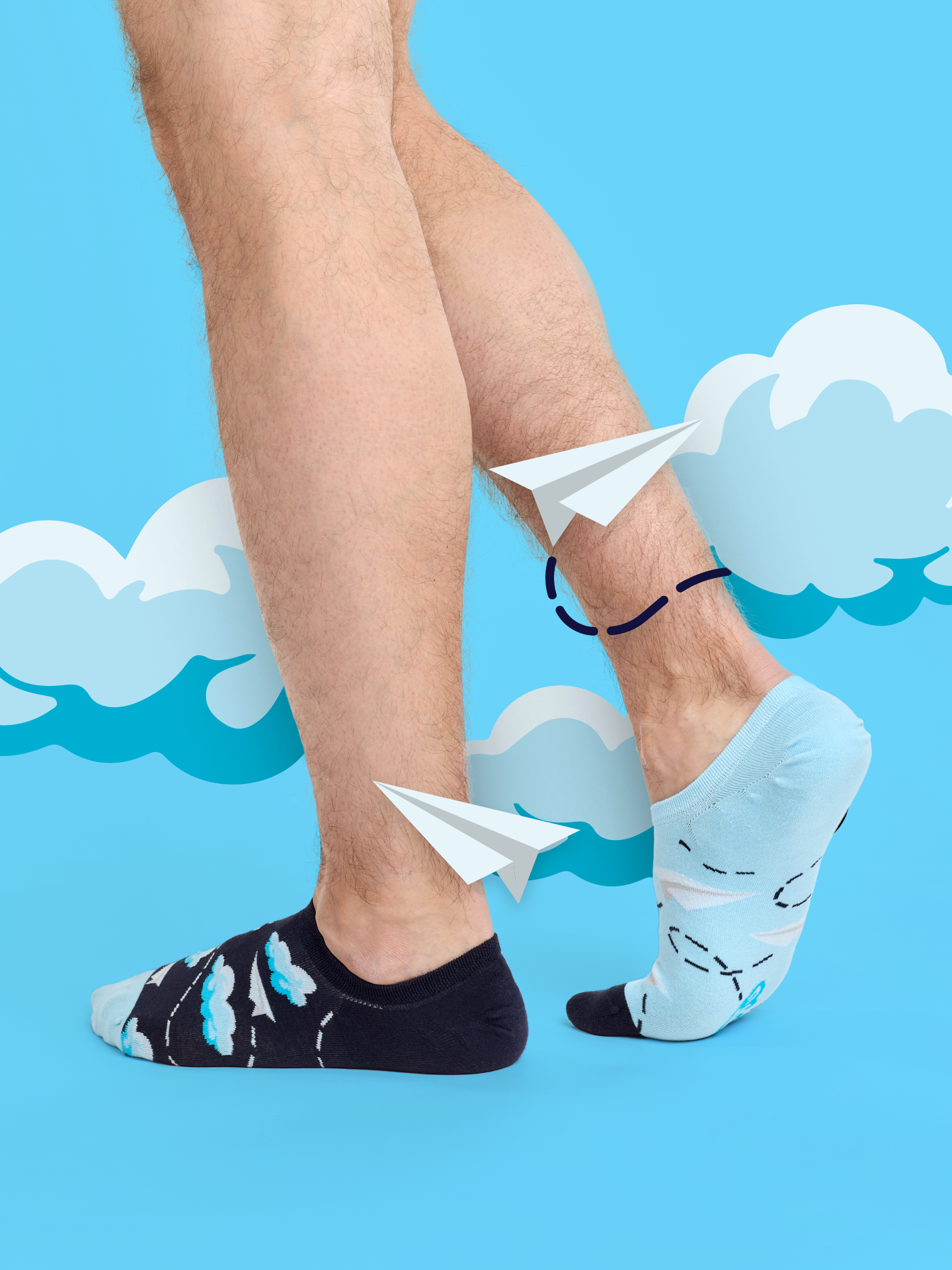 Sneaker Socks Paper Planes & Clouds