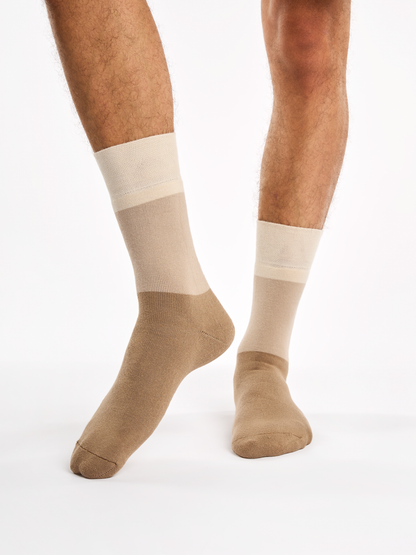 Warm Socks Beige Tri-color