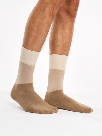 Warm Socks Beige Tri-color