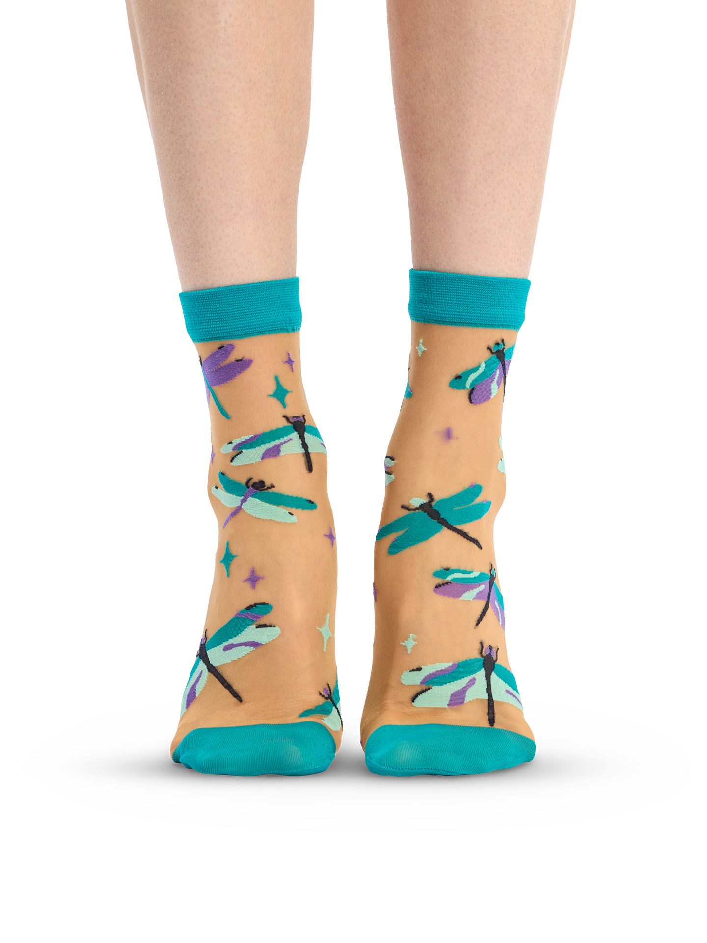 Nylon Socks Turquoise Dragonflies