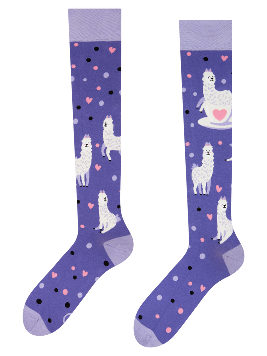 Knee High Socks Llama Love