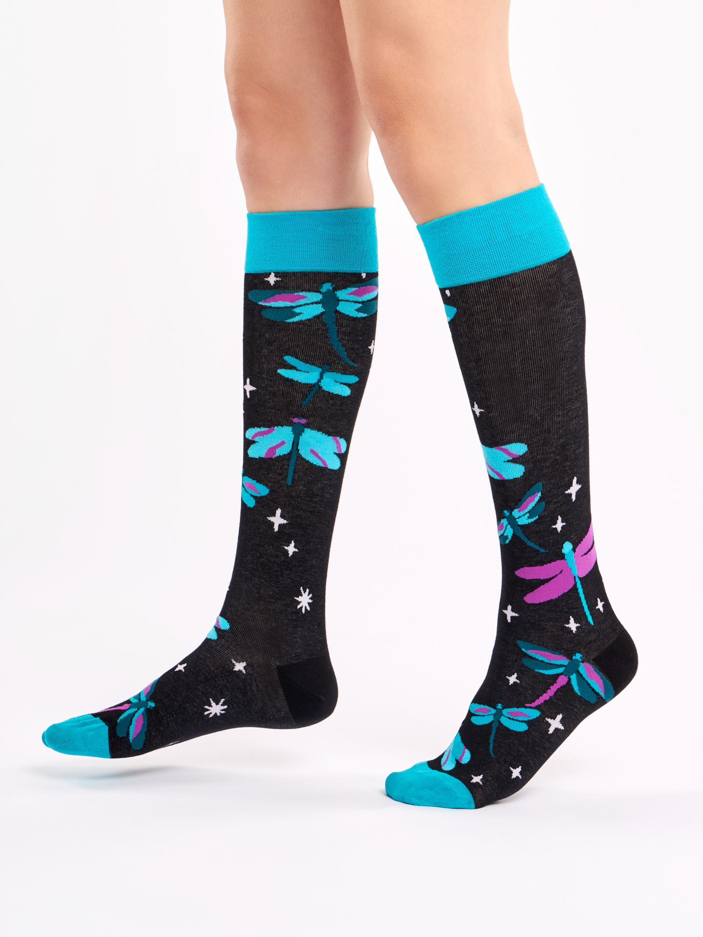 Knee High Socks Dragonflies at Night