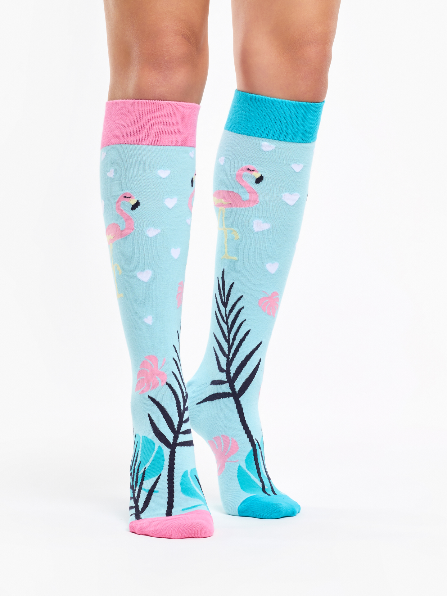 Knee High Socks Love Flamingos