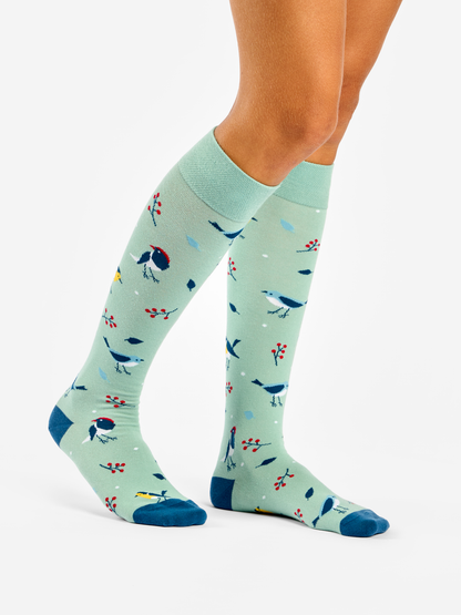 Knee High Socks Singing Birds