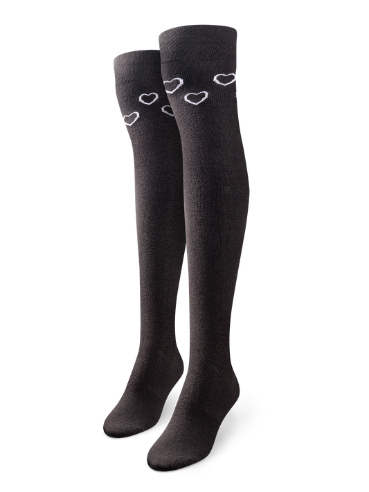 Over the Knee Socks Black & White Hearts