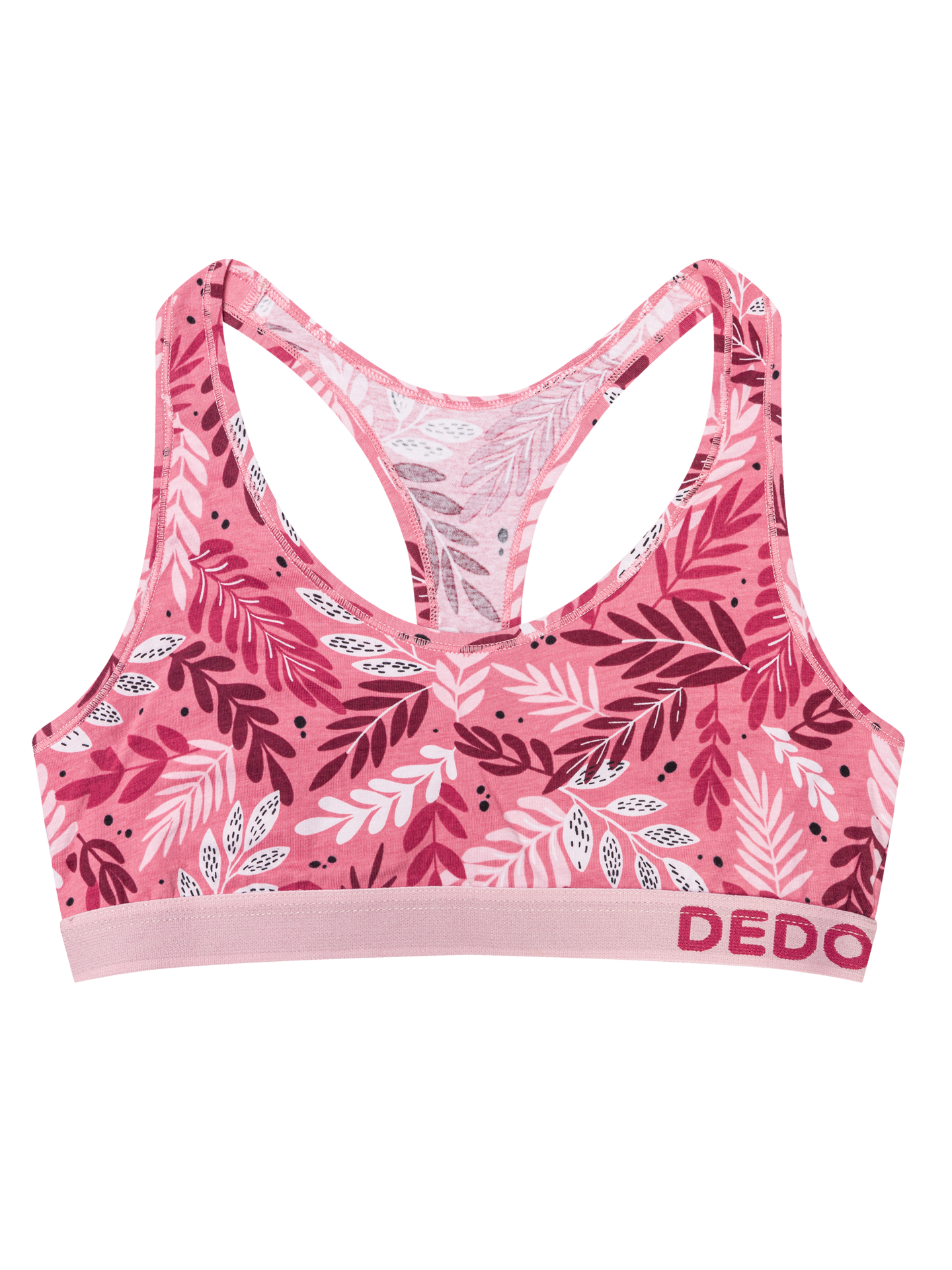 Women's Bralette Pink Leaves