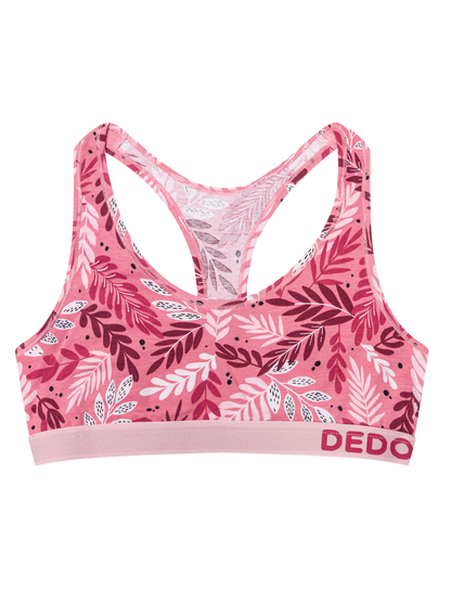 Women's Bralette Pink Leaves