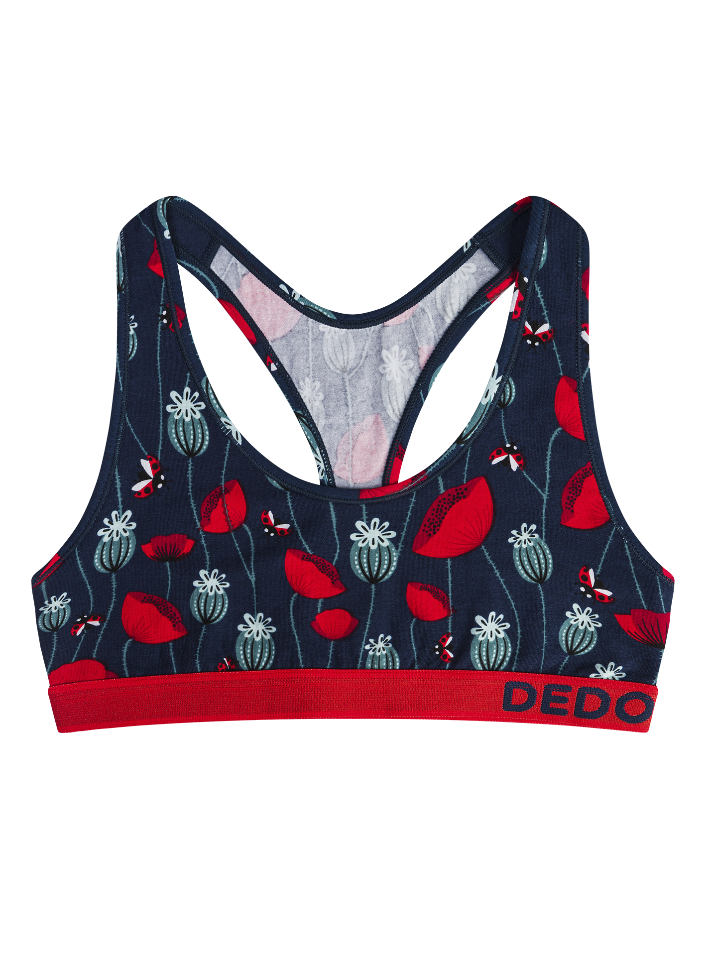 Women's Bralette Ladybugs & Poppy Flowers