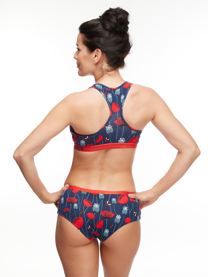 Women's Bralette Ladybugs & Poppy Flowers