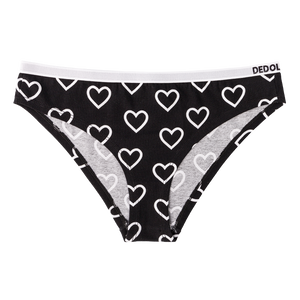 Women's Briefs Black & White Hearts