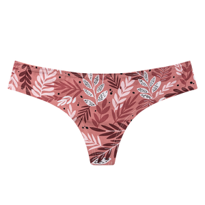 Women's Brazilian Panties Pink Leaves