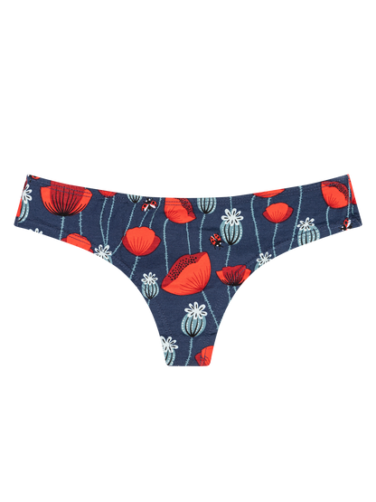 Women's Brazilian Panties Ladybugs & Poppy Flowers